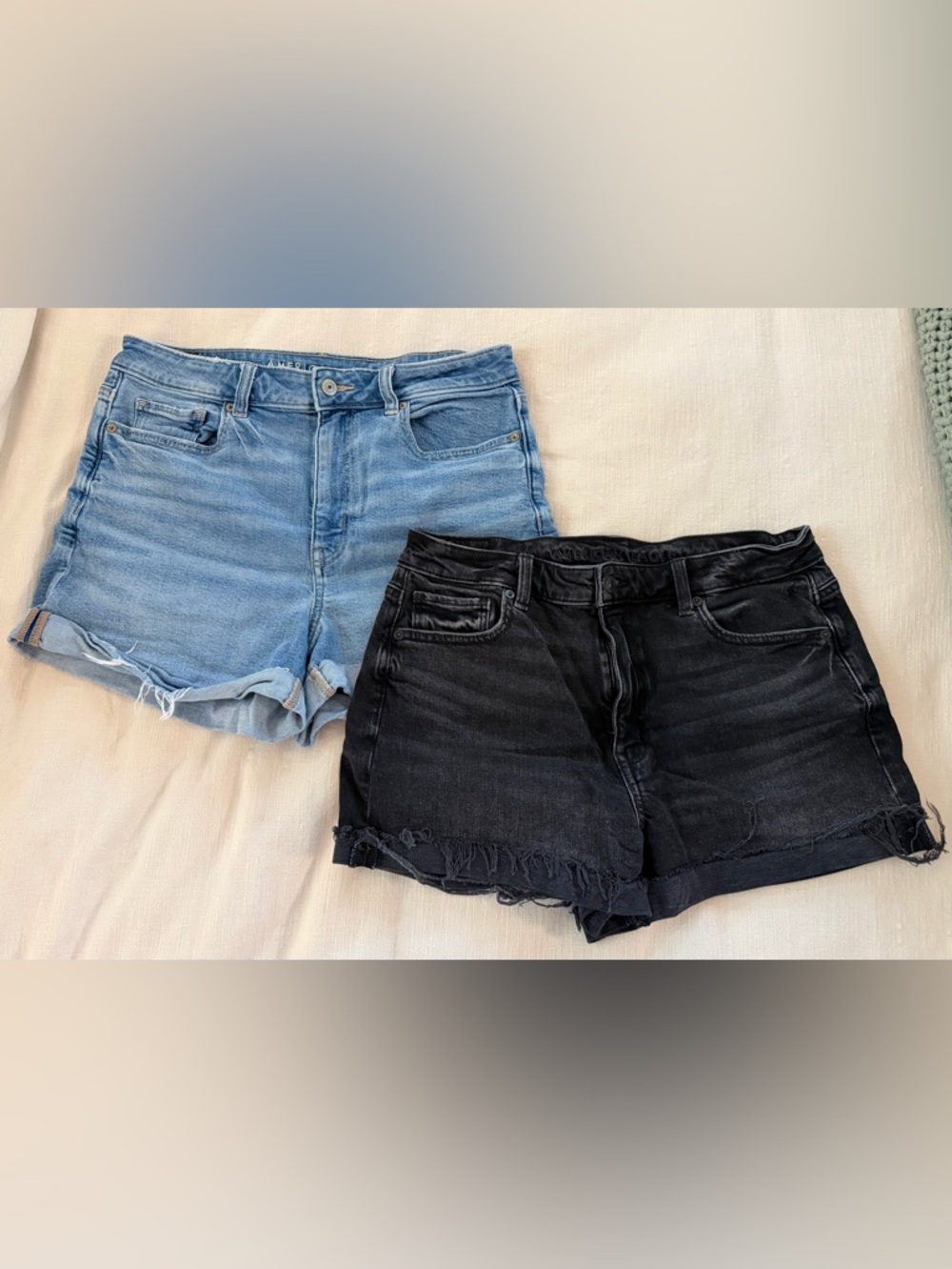 American Eagle Outfitters Two-Pack Denim Shorts - Light Blue & Black